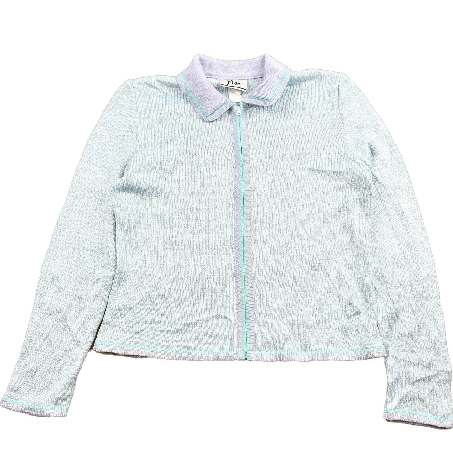 Other Clothing > Gender Neutral Adult Clothing > Hoodies & Sweatshirts > Sweatshirts Vintage 1990s Mita Zip Up Pastel Sweater Youth Small