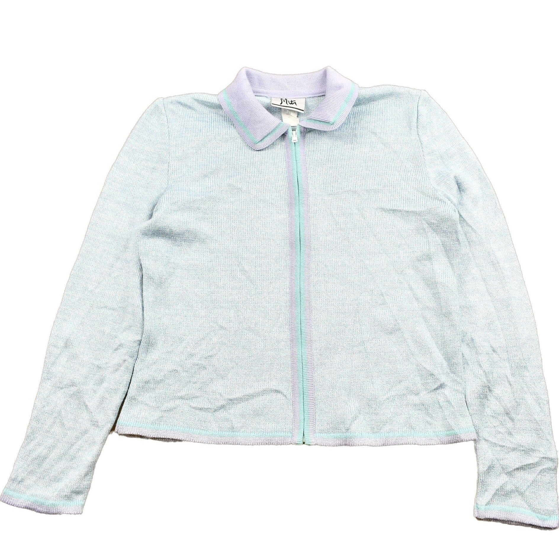 Other Clothing > Gender Neutral Adult Clothing > Hoodies & Sweatshirts > Sweatshirts Vintage 1990s Mita Zip Up Pastel Sweater Youth Small