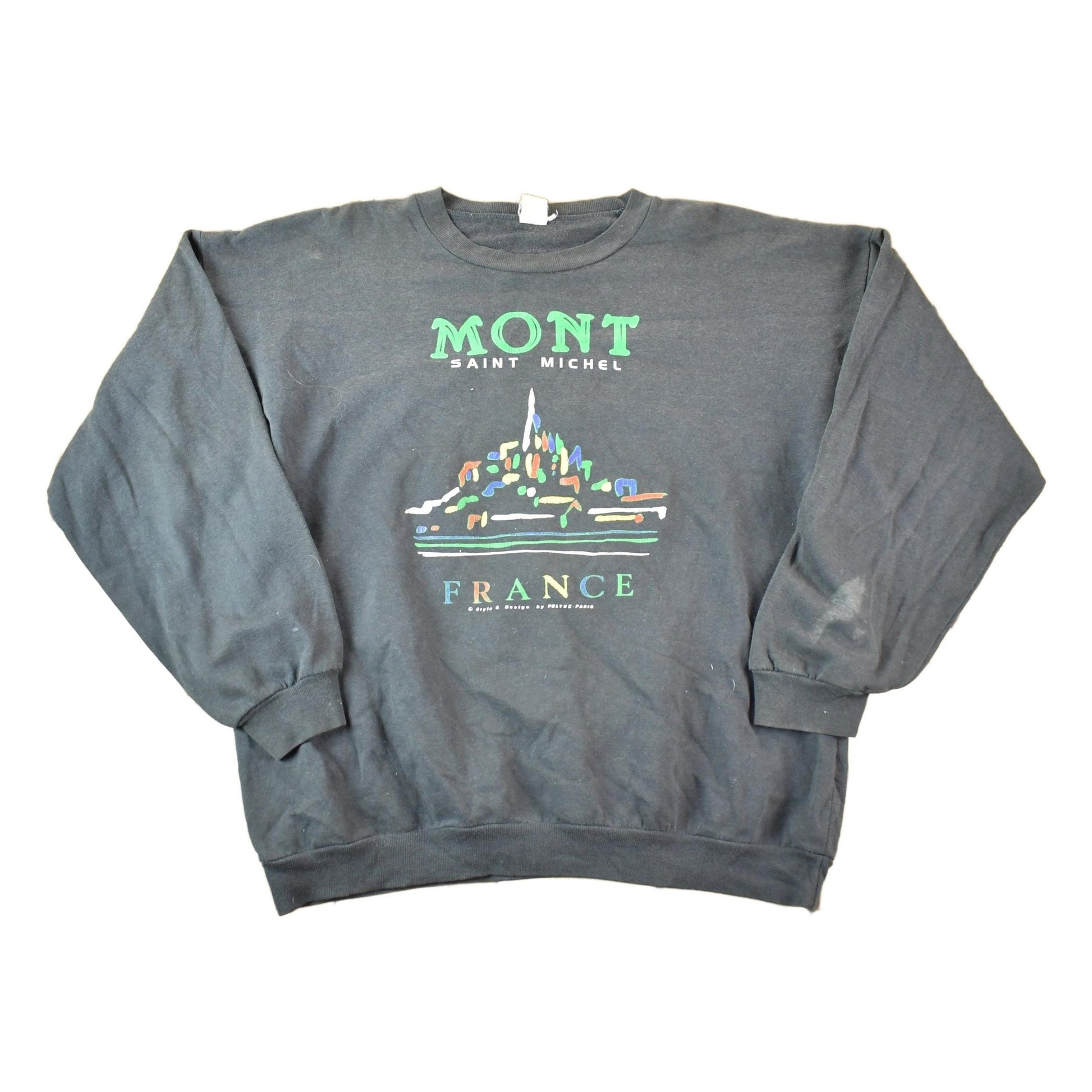Other Clothing > Gender Neutral Adult Clothing > Hoodies & Sweatshirts > Sweatshirts Vintage 1990s Mont Saint Michel France Crewneck Sweatshirt Mens L
