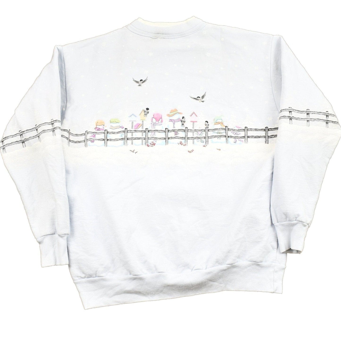 Other Clothing > Gender Neutral Adult Clothing > Hoodies & Sweatshirts > Sweatshirts Vintage 1990s Morning Sun Cute Snowman Theme Crewneck Sweater Men's Medium
