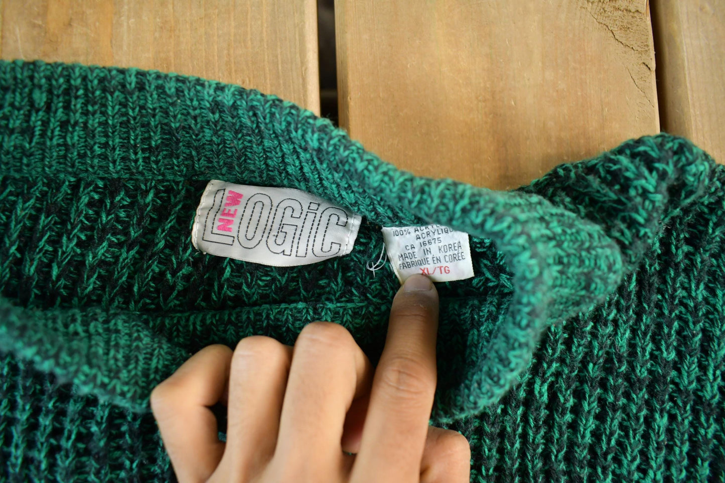 Other Clothing > Gender Neutral Adult Clothing > Hoodies & Sweatshirts > Sweatshirts Vintage 1990s New Logic Knit Sweater Men's Large