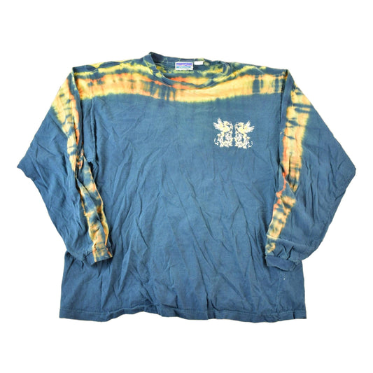 Other Clothing > Gender Neutral Adult Clothing > Hoodies & Sweatshirts > Sweatshirts Vintage 1990s Northcrest Tye Dye Crewneck Argyle Dragon Sweatshirt Mens L