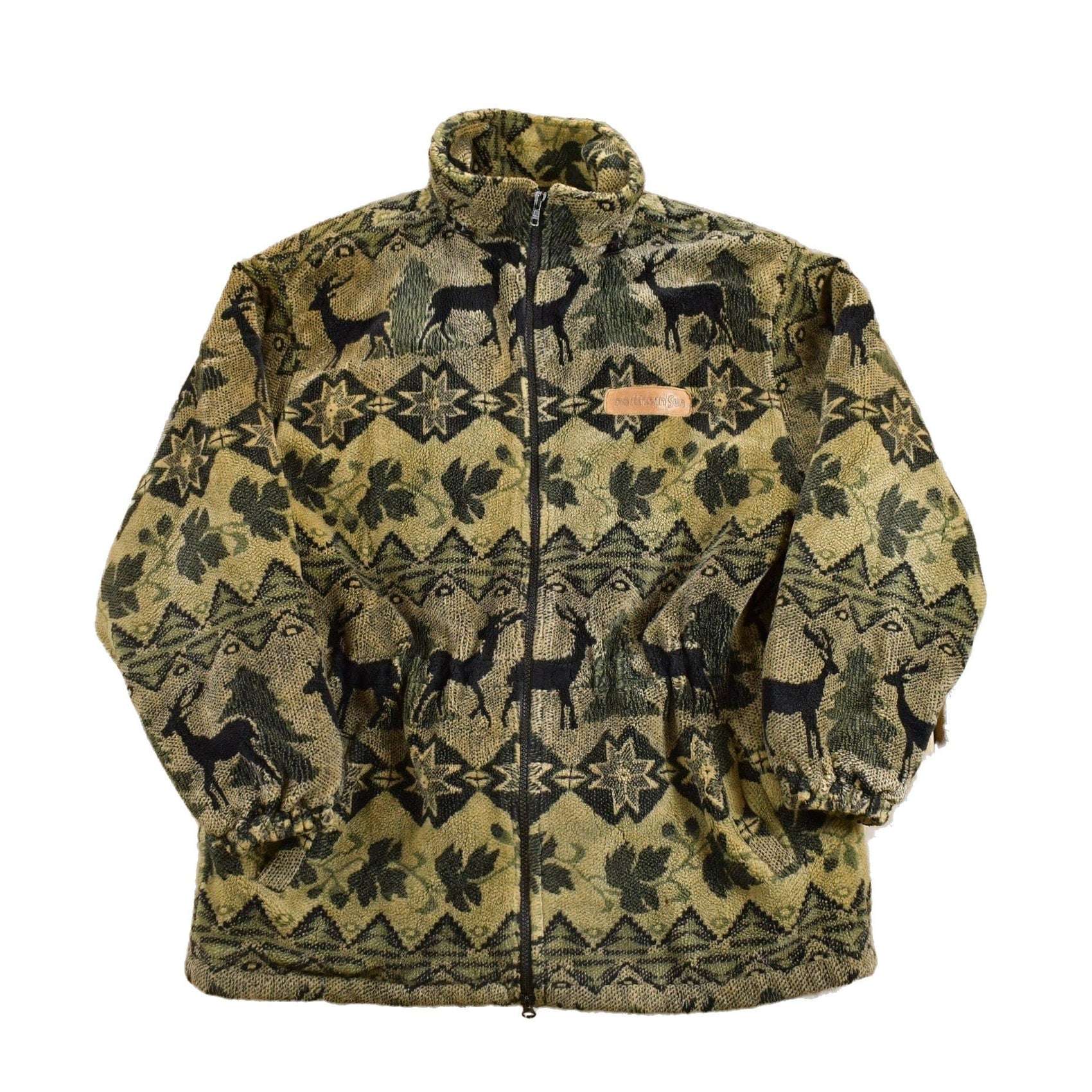 Other Clothing > Gender Neutral Adult Clothing > Hoodies & Sweatshirts > Sweatshirts Vintage 1990s Northern Sun Fall Theme Graphic Fleece Sweater Men's Medium