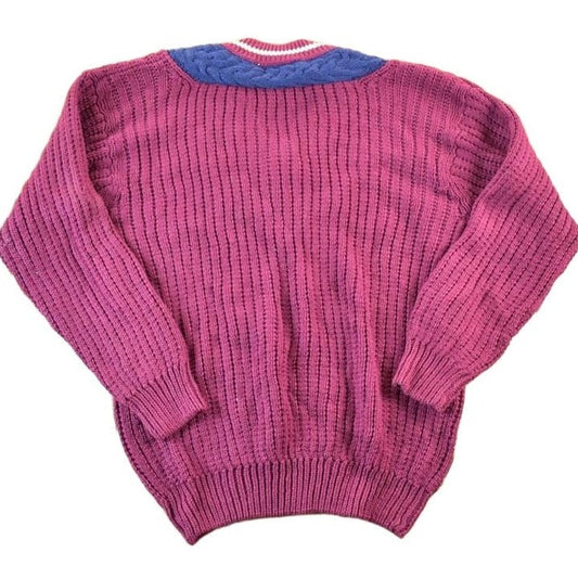 Other Clothing > Gender Neutral Adult Clothing > Hoodies & Sweatshirts > Sweatshirts Vintage 1990s Ricki Cable Knit Abstract Pattern Crewneck Sweater Womens L