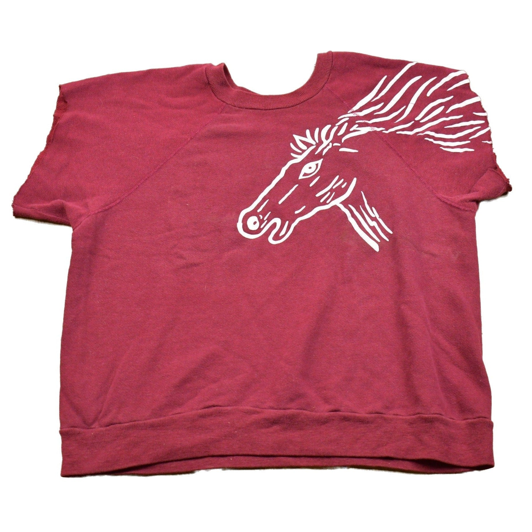 Other Clothing > Gender Neutral Adult Clothing > Hoodies & Sweatshirts > Sweatshirts Vintage 1990s Ripped Sleeves Horse Crewneck Sweatshirt Men's Large