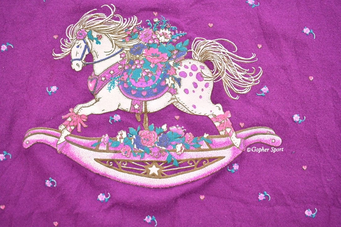 Other Clothing > Gender Neutral Adult Clothing > Hoodies & Sweatshirts > Sweatshirts Vintage 1990s Rocking Horse Crewneck Sweater Men's Medium