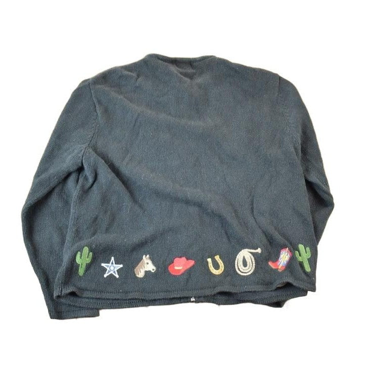 Other Clothing > Gender Neutral Adult Clothing > Hoodies & Sweatshirts > Sweatshirts Vintage 1990s Rod's Country Western Knit Rodeo Pattern Cardigan Sweater Women's M