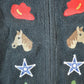 Other Clothing > Gender Neutral Adult Clothing > Hoodies & Sweatshirts > Sweatshirts Vintage 1990s Rod's Country Western Knit Rodeo Pattern Cardigan Sweater Women's M