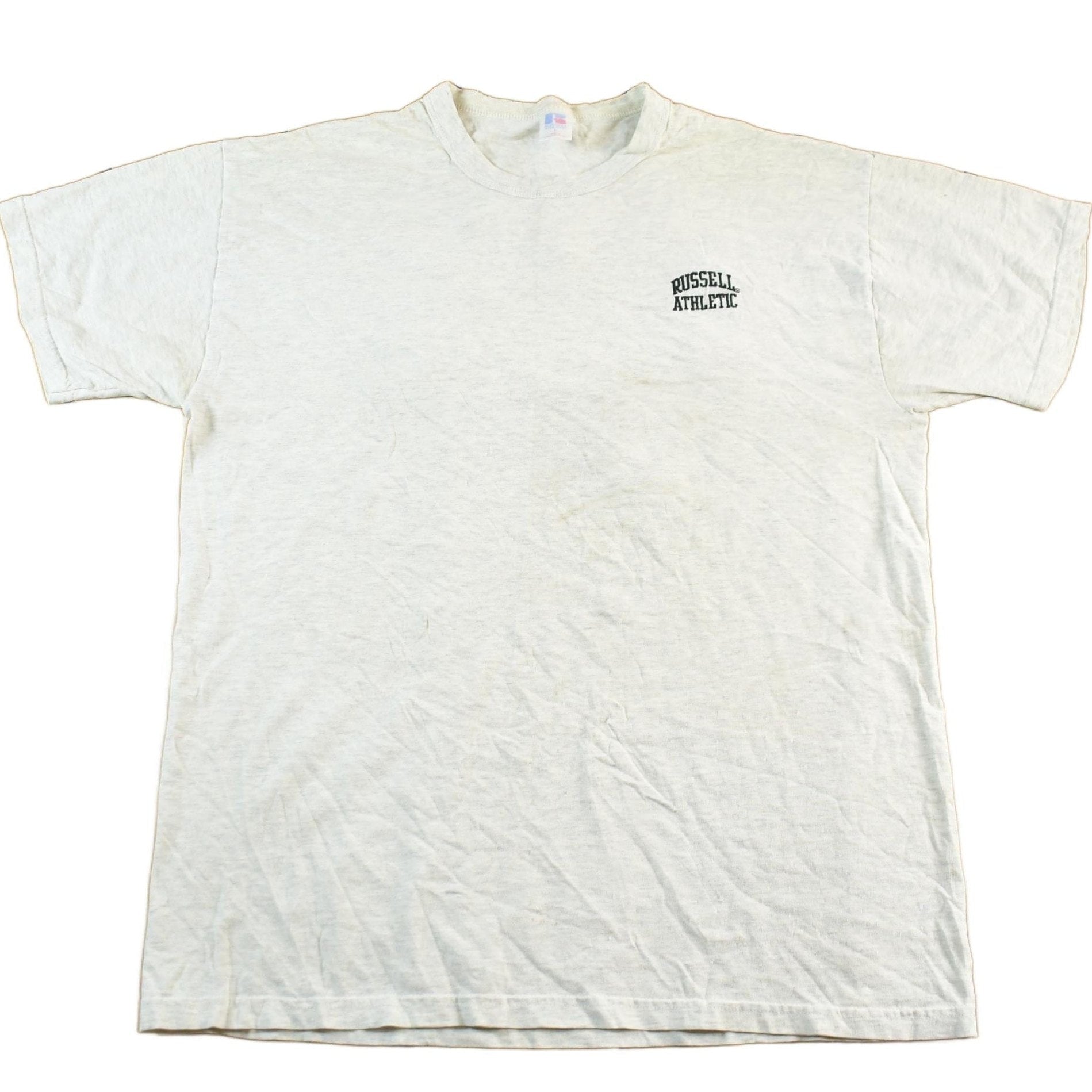 Other Clothing > Gender Neutral Adult Clothing > Hoodies & Sweatshirts > Sweatshirts Vintage 1990s Russell Athletics Blank Embroidered T-Shirt Men's Large Men's Medium