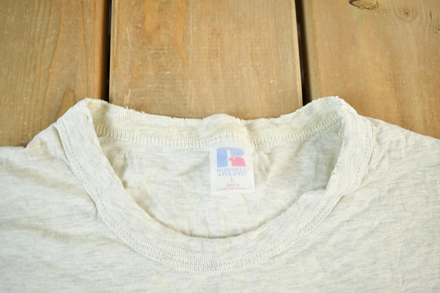 Other Clothing > Gender Neutral Adult Clothing > Hoodies & Sweatshirts > Sweatshirts Vintage 1990s Russell Athletics Blank Embroidered T-Shirt Men's Large Men's Medium