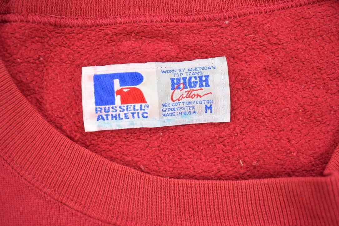 Other Clothing > Gender Neutral Adult Clothing > Hoodies & Sweatshirts > Sweatshirts Vintage 1990s Russell Athletics Blank Red Crewneck Sweatshirt Men's Medium