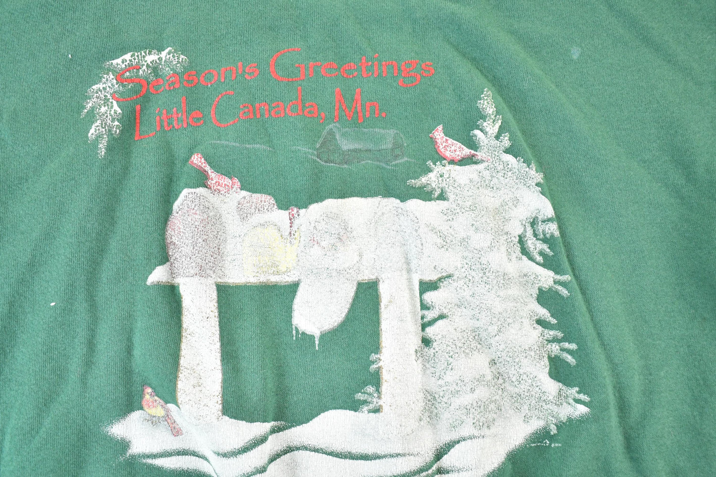 Other Clothing > Gender Neutral Adult Clothing > Hoodies & Sweatshirts > Sweatshirts Vintage 1990s Seasons Greetings Little Canada MN Crewneck Sweatshirt Mens L
