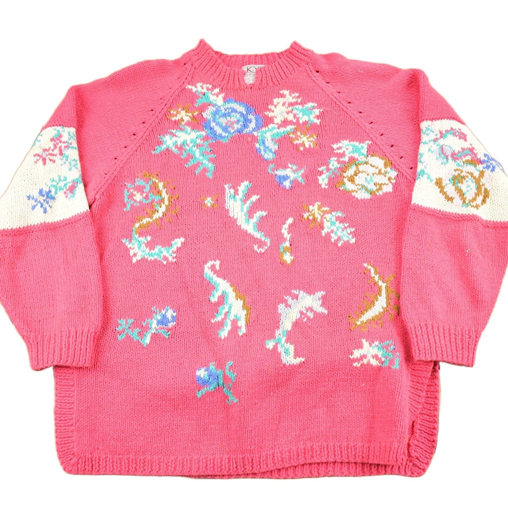 Other Clothing > Gender Neutral Adult Clothing > Hoodies & Sweatshirts > Sweatshirts Vintage 1990s Skyr Sportswear Floral Knit Sweater Men's Medium