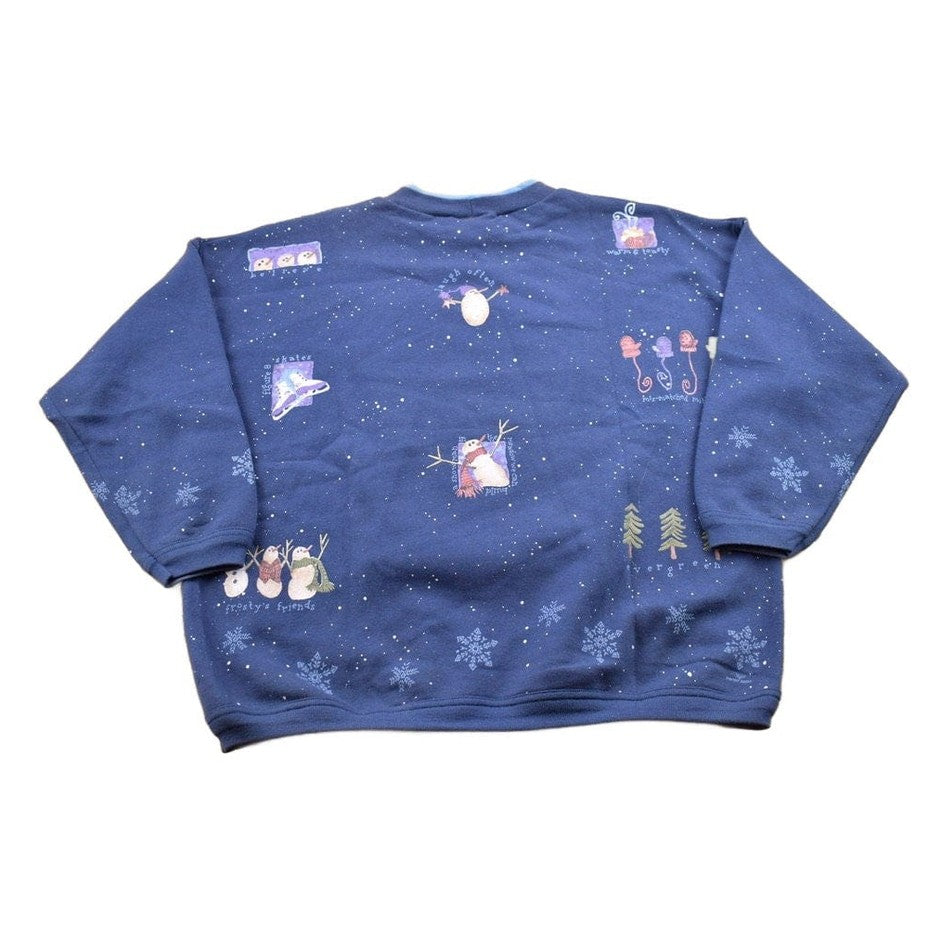 Other Clothing > Gender Neutral Adult Clothing > Hoodies & Sweatshirts > Sweatshirts Vintage 1990s Snowman Theme Christmas Sweater Men's L