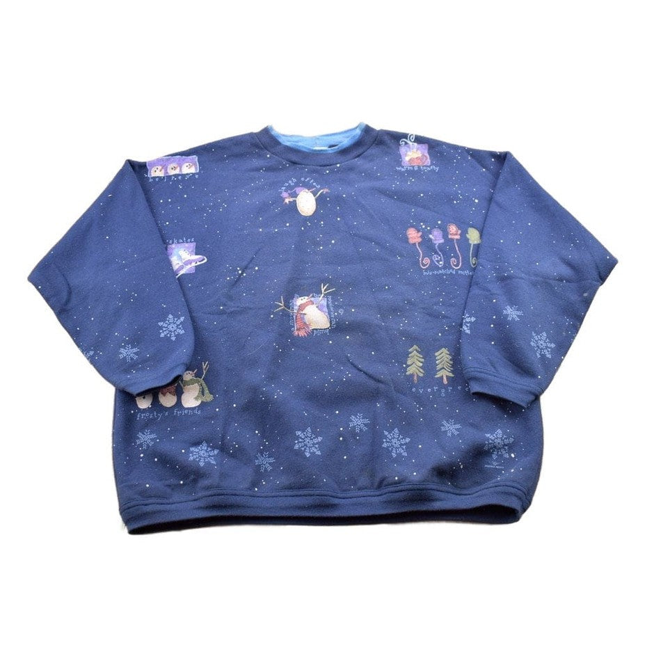 Other Clothing > Gender Neutral Adult Clothing > Hoodies & Sweatshirts > Sweatshirts Vintage 1990s Snowman Theme Christmas Sweater Men's L