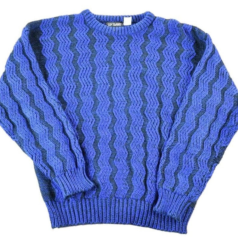 Other Clothing > Gender Neutral Adult Clothing > Hoodies & Sweatshirts > Sweatshirts Vintage 1990s Software Knit Abstract Pattern Crewneck Sweater Mens L