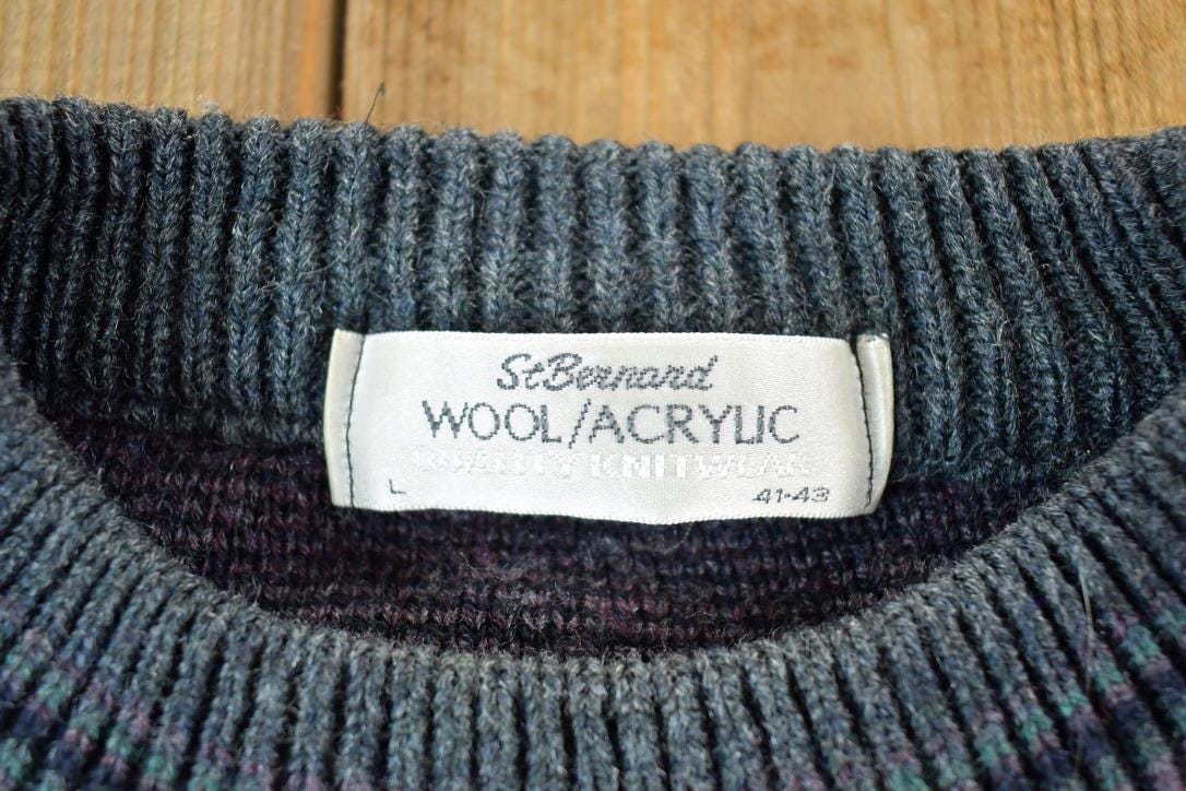 Other Clothing > Gender Neutral Adult Clothing > Hoodies & Sweatshirts > Sweatshirts Vintage 1990s St Bernard Wool Blend Knit Sweater Mens XL