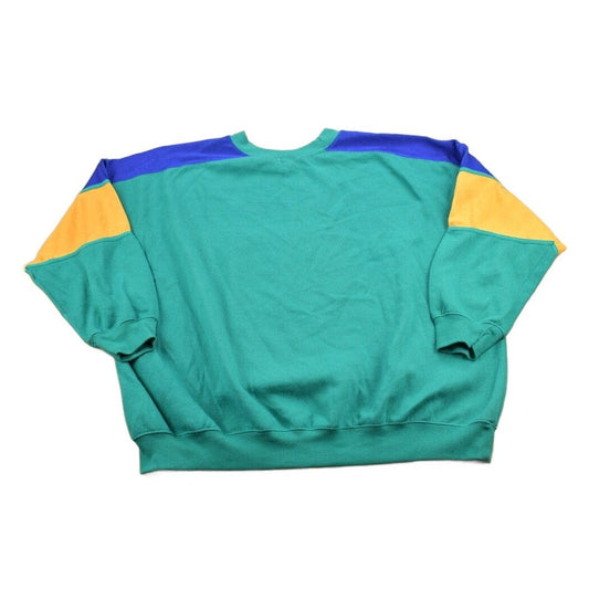 Other Clothing > Gender Neutral Adult Clothing > Hoodies & Sweatshirts > Sweatshirts Vintage 1990s Steeple Chase Blank Color Block Crewneck Sweatshirt Men's 3XL