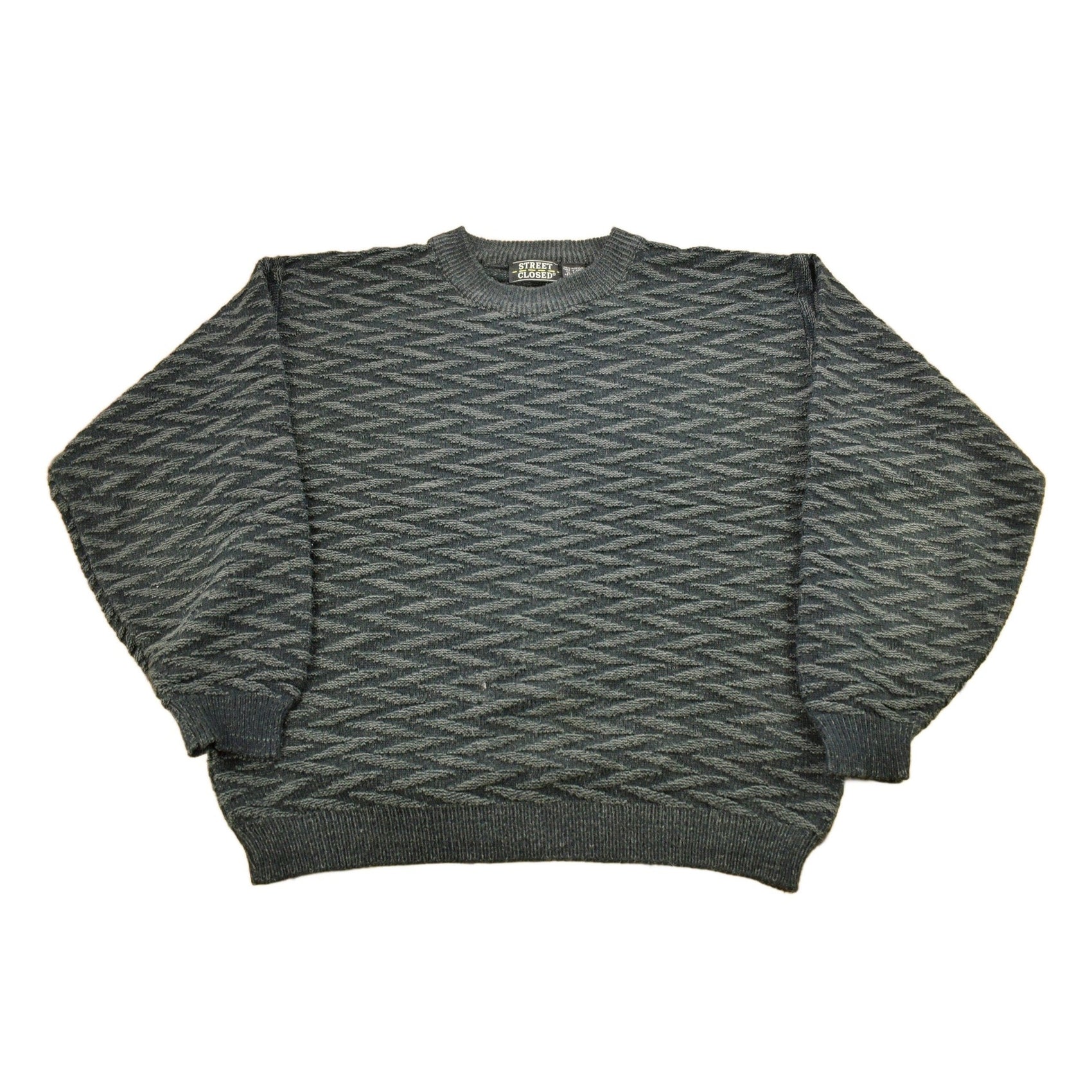 Other Clothing > Gender Neutral Adult Clothing > Hoodies & Sweatshirts > Sweatshirts Vintage 1990s Street Closed Striped Knitted Crewneck Sweater Men's Medium