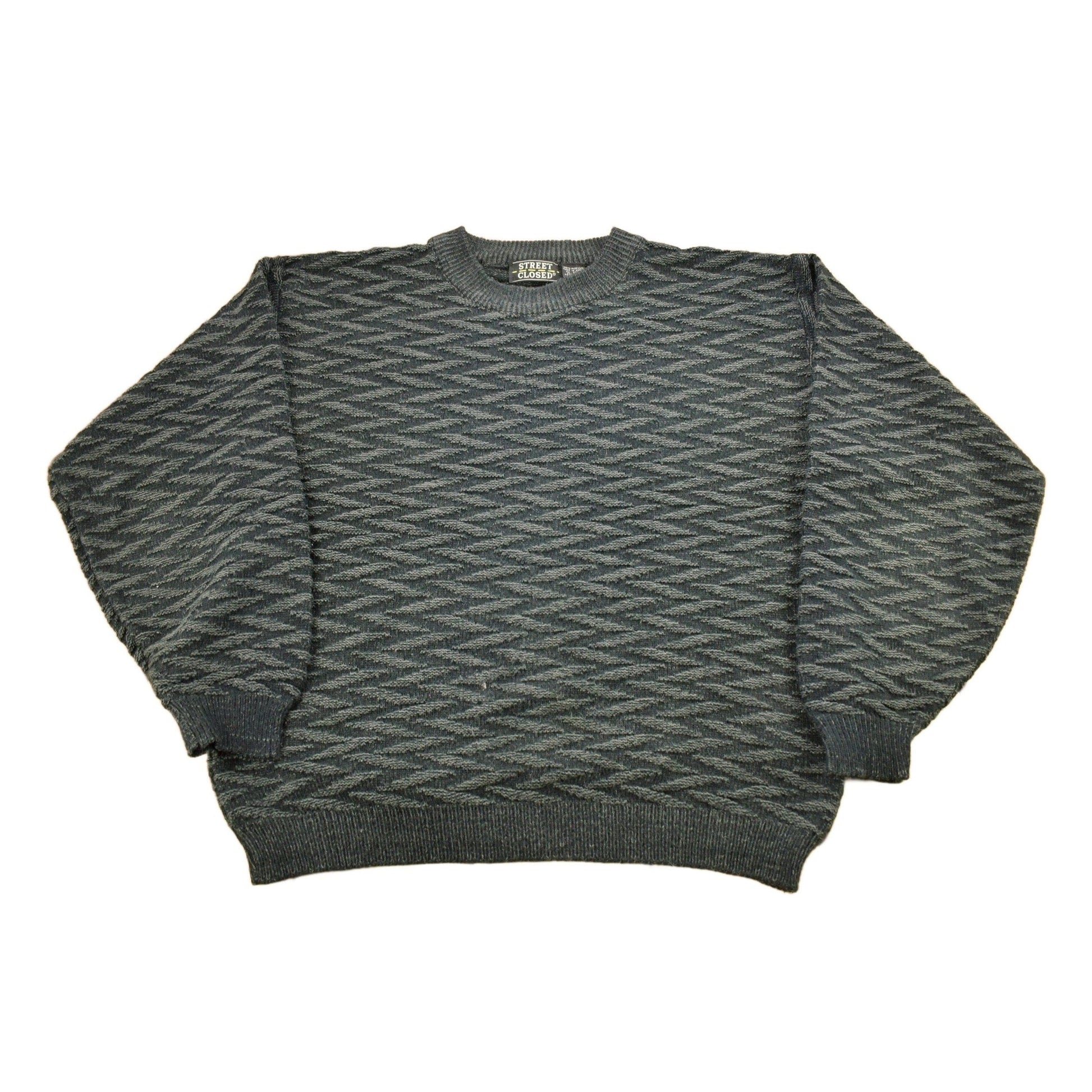 Other Clothing > Gender Neutral Adult Clothing > Hoodies & Sweatshirts > Sweatshirts Vintage 1990s Street Closed Striped Knitted Crewneck Sweater Men's Medium