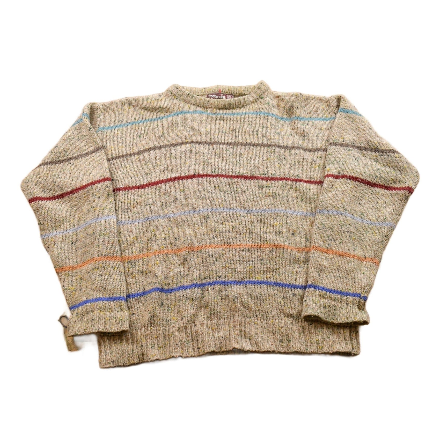 Other Clothing > Gender Neutral Adult Clothing > Hoodies & Sweatshirts > Sweatshirts Vintage 1990s Striped Knitted Crewneck Sweater Men's M