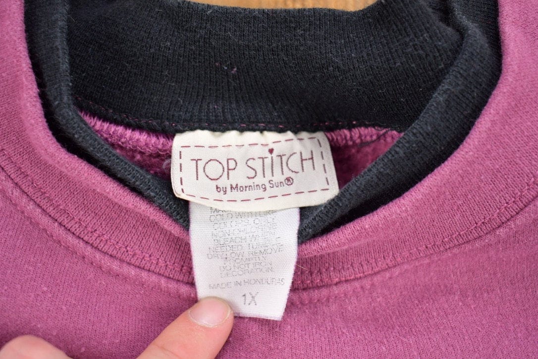 Other Clothing > Gender Neutral Adult Clothing > Hoodies & Sweatshirts > Sweatshirts Vintage 1990s Top Stitch Heart Theme Crewneck Sweater Men's Large