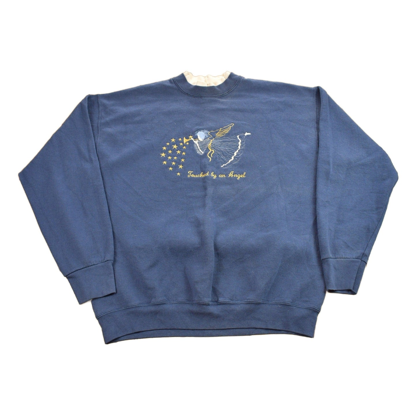 Other Clothing > Gender Neutral Adult Clothing > Hoodies & Sweatshirts > Sweatshirts Vintage 1990s "Touched By An Angel" Double Collar Crewneck Sweater Men's XL
