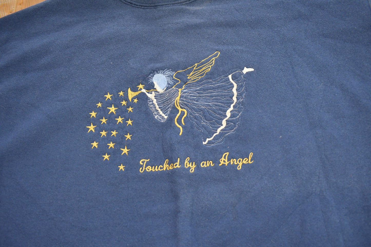 Other Clothing > Gender Neutral Adult Clothing > Hoodies & Sweatshirts > Sweatshirts Vintage 1990s "Touched By An Angel" Double Collar Crewneck Sweater Men's XL