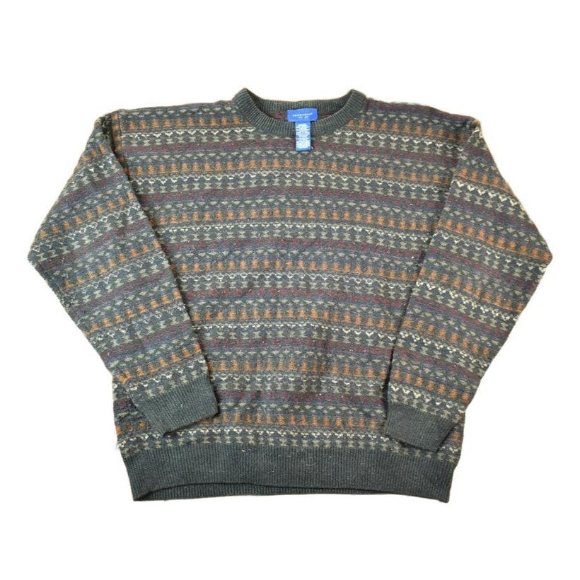 Other Clothing > Gender Neutral Adult Clothing > Hoodies & Sweatshirts > Sweatshirts Vintage 1990s Towncraft Knit Abstract Pattern Crewneck Sweater Mens L