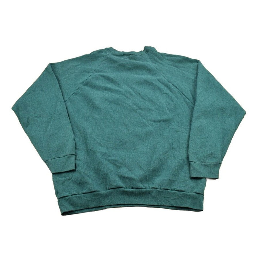 Other Clothing > Gender Neutral Adult Clothing > Hoodies & Sweatshirts > Sweatshirts Vintage 1990s Turquoise Blank Crewneck Sweatshirt Men's Large