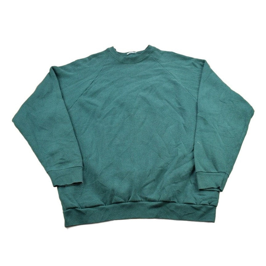 Other Clothing > Gender Neutral Adult Clothing > Hoodies & Sweatshirts > Sweatshirts Vintage 1990s Turquoise Blank Crewneck Sweatshirt Men's Large