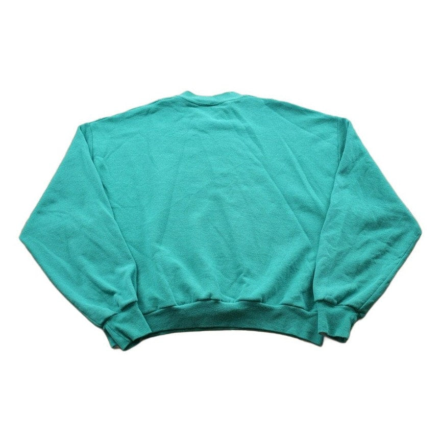 Other Clothing > Gender Neutral Adult Clothing > Hoodies & Sweatshirts > Sweatshirts Vintage 1990s Turquoise Blank Crewneck Sweatshirt Men's Medium