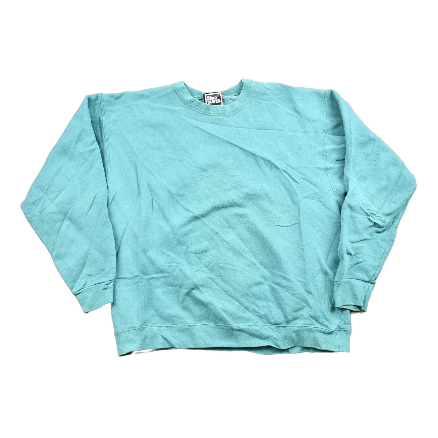 Other Clothing > Gender Neutral Adult Clothing > Hoodies & Sweatshirts > Sweatshirts Vintage 1990s Turquoise Blank Pro Player Crewneck Sweatshirt Men's Small