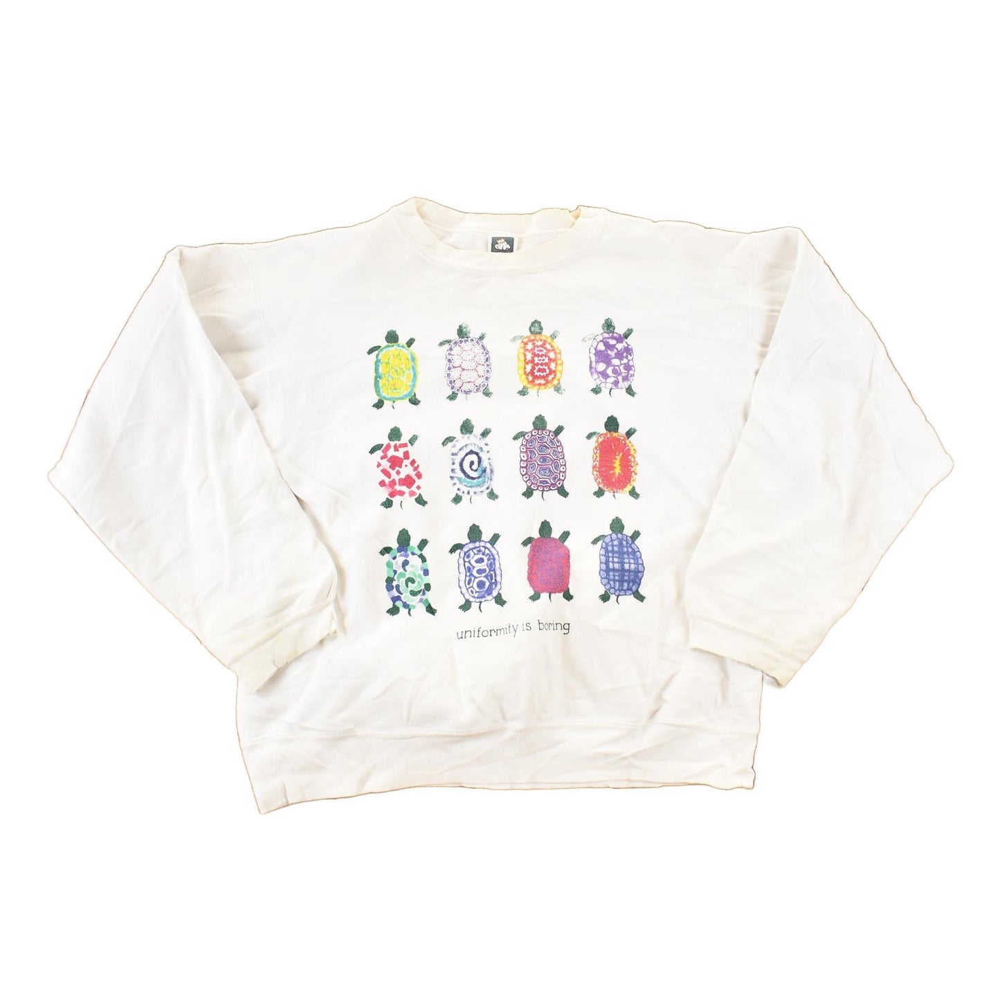 Other Clothing > Gender Neutral Adult Clothing > Hoodies & Sweatshirts > Sweatshirts Vintage 1990s Uniformity Is Boring Turtles Crewneck Sweatshirt Men's L