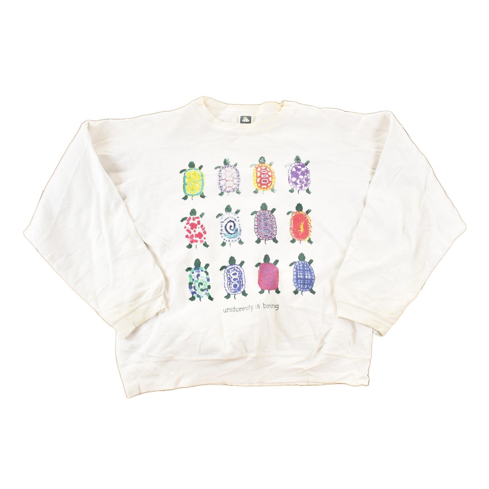 Other Clothing > Gender Neutral Adult Clothing > Hoodies & Sweatshirts > Sweatshirts Vintage 1990s Uniformity Is Boring Turtles Crewneck Sweatshirt Men's L
