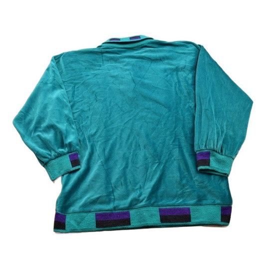 Other Clothing > Gender Neutral Adult Clothing > Hoodies & Sweatshirts > Sweatshirts Vintage 1990s Vivanti Blank Color Block Collared Sweatshirt Men's M