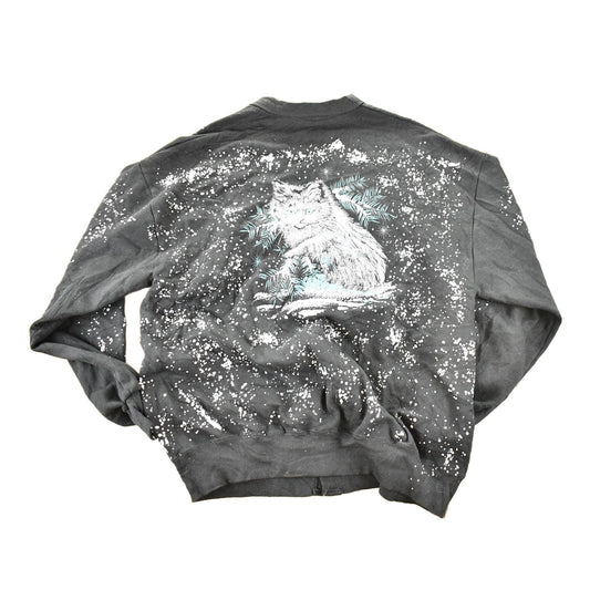 Other Clothing > Gender Neutral Adult Clothing > Hoodies & Sweatshirts > Sweatshirts Vintage 1990s Winter Kitten AOP Cardigan Sweatshirt Women's XL