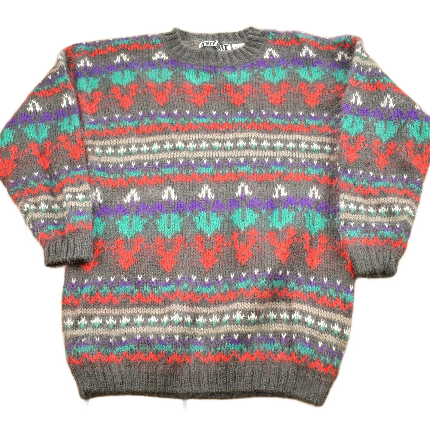 Other Clothing > Gender Neutral Adult Clothing > Hoodies & Sweatshirts > Sweatshirts Vintage 1990s Winter Theme Knitted Crewneck Sweater Men's Small