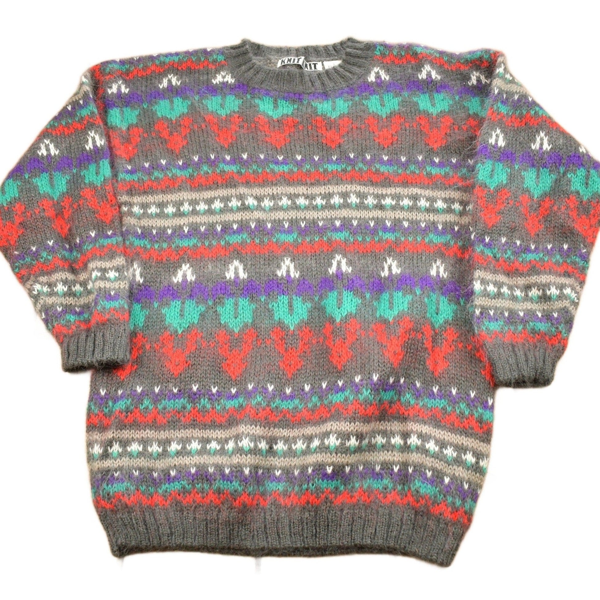 Other Clothing > Gender Neutral Adult Clothing > Hoodies & Sweatshirts > Sweatshirts Vintage 1990s Winter Theme Knitted Crewneck Sweater Men's Small
