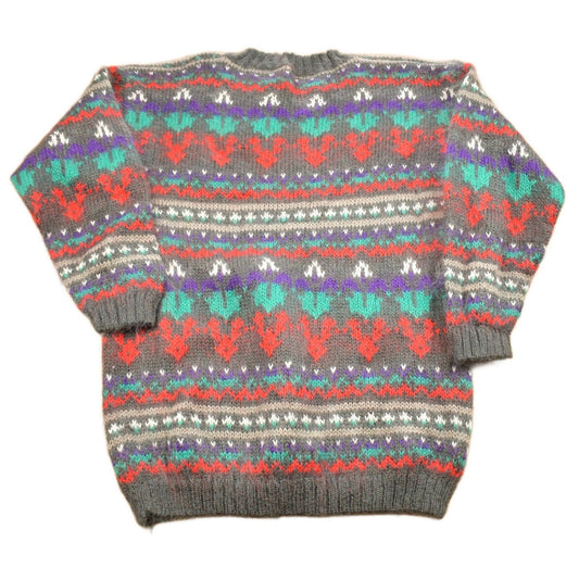 Other Clothing > Gender Neutral Adult Clothing > Hoodies & Sweatshirts > Sweatshirts Vintage 1990s Winter Theme Knitted Crewneck Sweater Men's Small