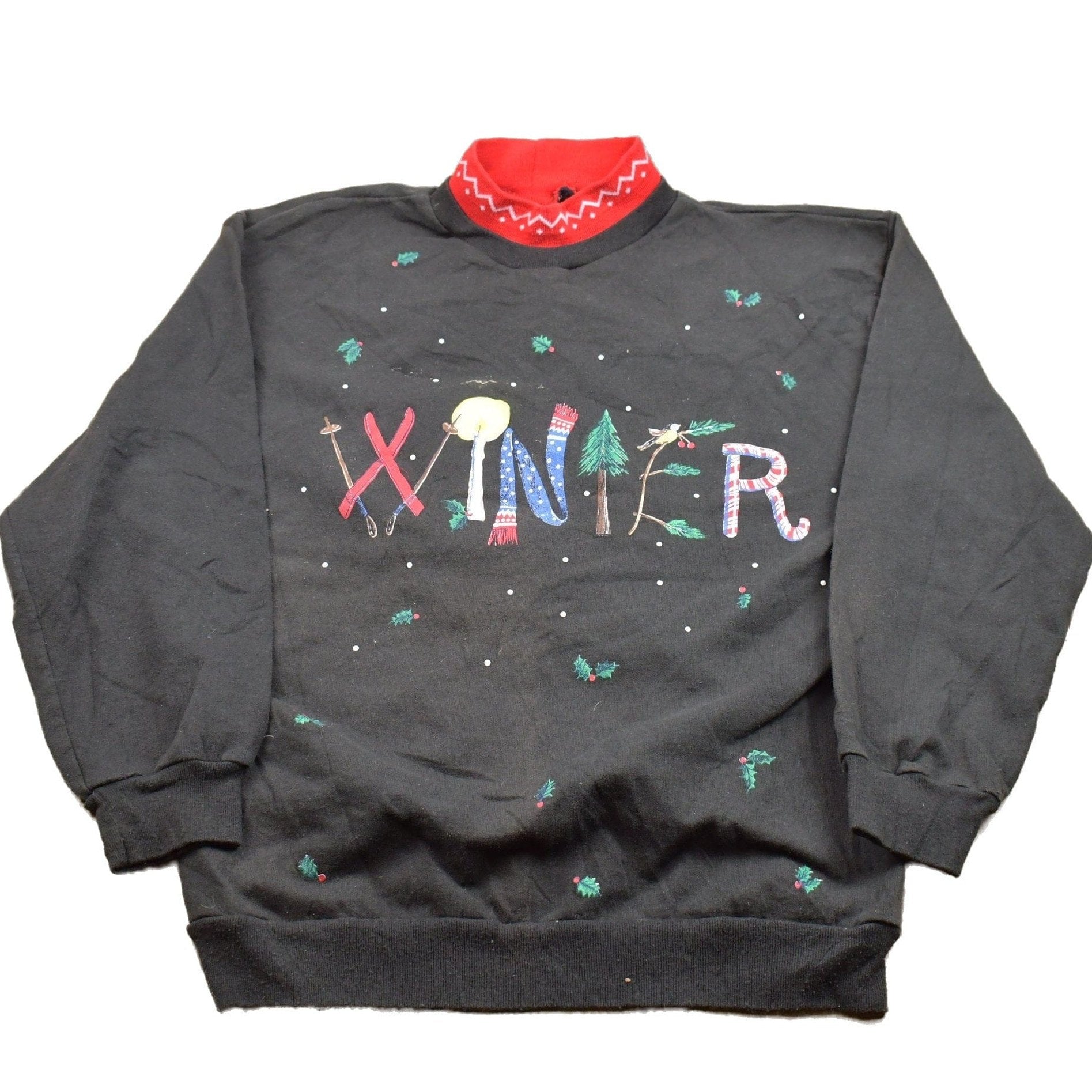 Other Clothing > Gender Neutral Adult Clothing > Hoodies & Sweatshirts > Sweatshirts Vintage 1990s Winter Turtleneck Crewneck Sweatshirt Men's Large