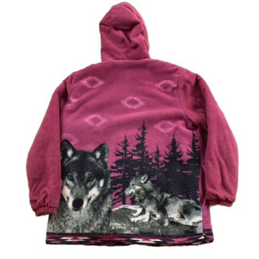 Other Clothing > Gender Neutral Adult Clothing > Hoodies & Sweatshirts > Sweatshirts Vintage 1990s Winter Wolf Theme Fleece Sweater Men's Large