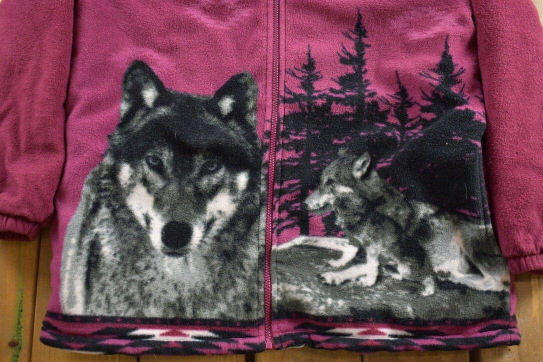 Other Clothing > Gender Neutral Adult Clothing > Hoodies & Sweatshirts > Sweatshirts Vintage 1990s Winter Wolf Theme Fleece Sweater Men's Large