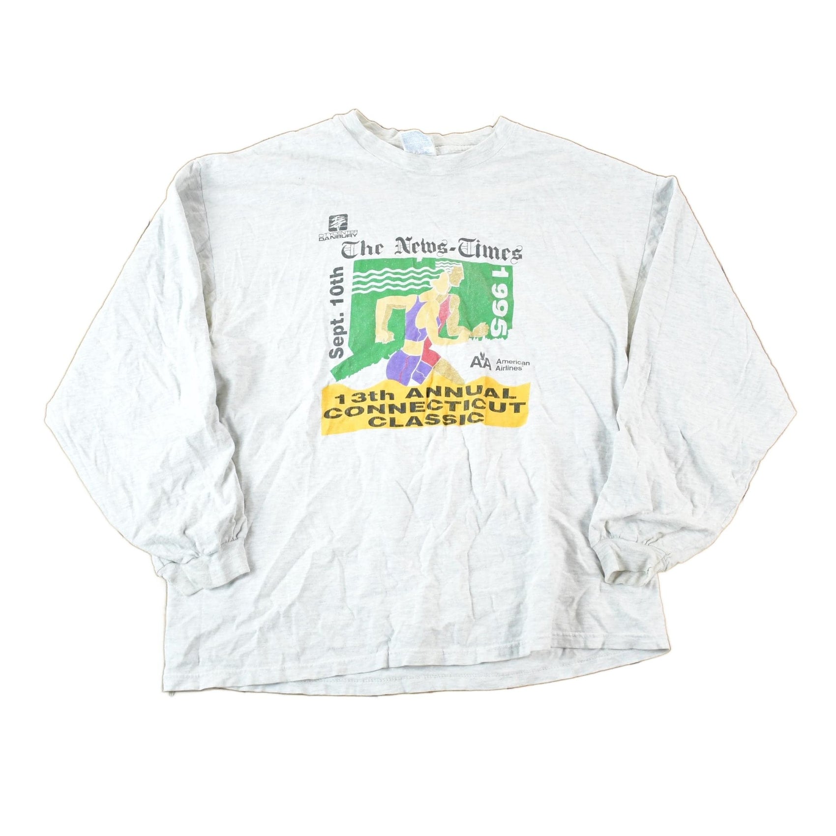 Other Clothing > Gender Neutral Adult Clothing > Hoodies & Sweatshirts > Sweatshirts Vintage 1995 The News Times Running Crewneck Sweatshirt Mens L