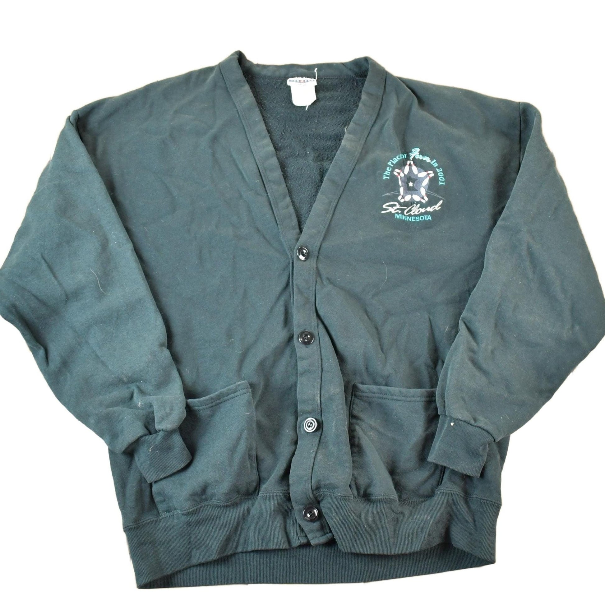 Other Clothing > Gender Neutral Adult Clothing > Hoodies & Sweatshirts > Sweatshirts Vintage 2001 St Cloud Minnesota Bowling Cardigan Sweatshirt Mens L