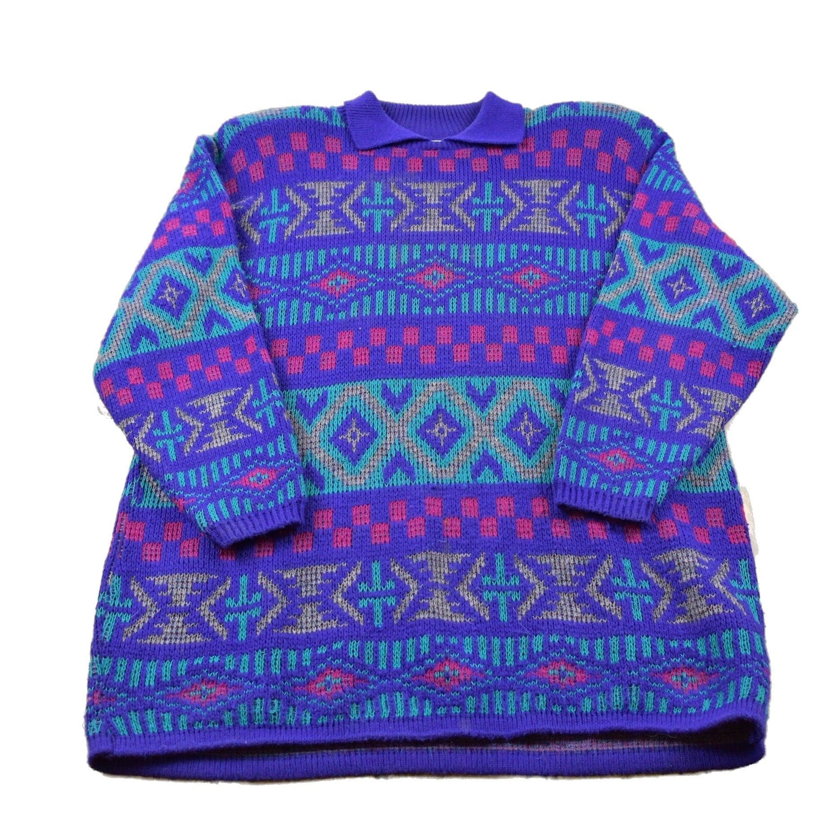 Other Clothing > Gender Neutral Adult Clothing > Hoodies & Sweatshirts > Sweatshirts Vintage Alfred Dunner Knitted Collared Sweater Men's XL