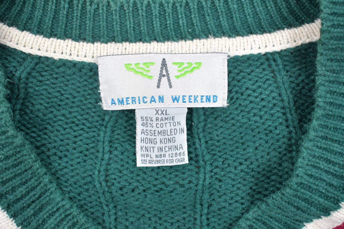 Other Clothing > Gender Neutral Adult Clothing > Hoodies & Sweatshirts > Sweatshirts Vintage American Weekend V-Neck Knitted Sweater Men's XL