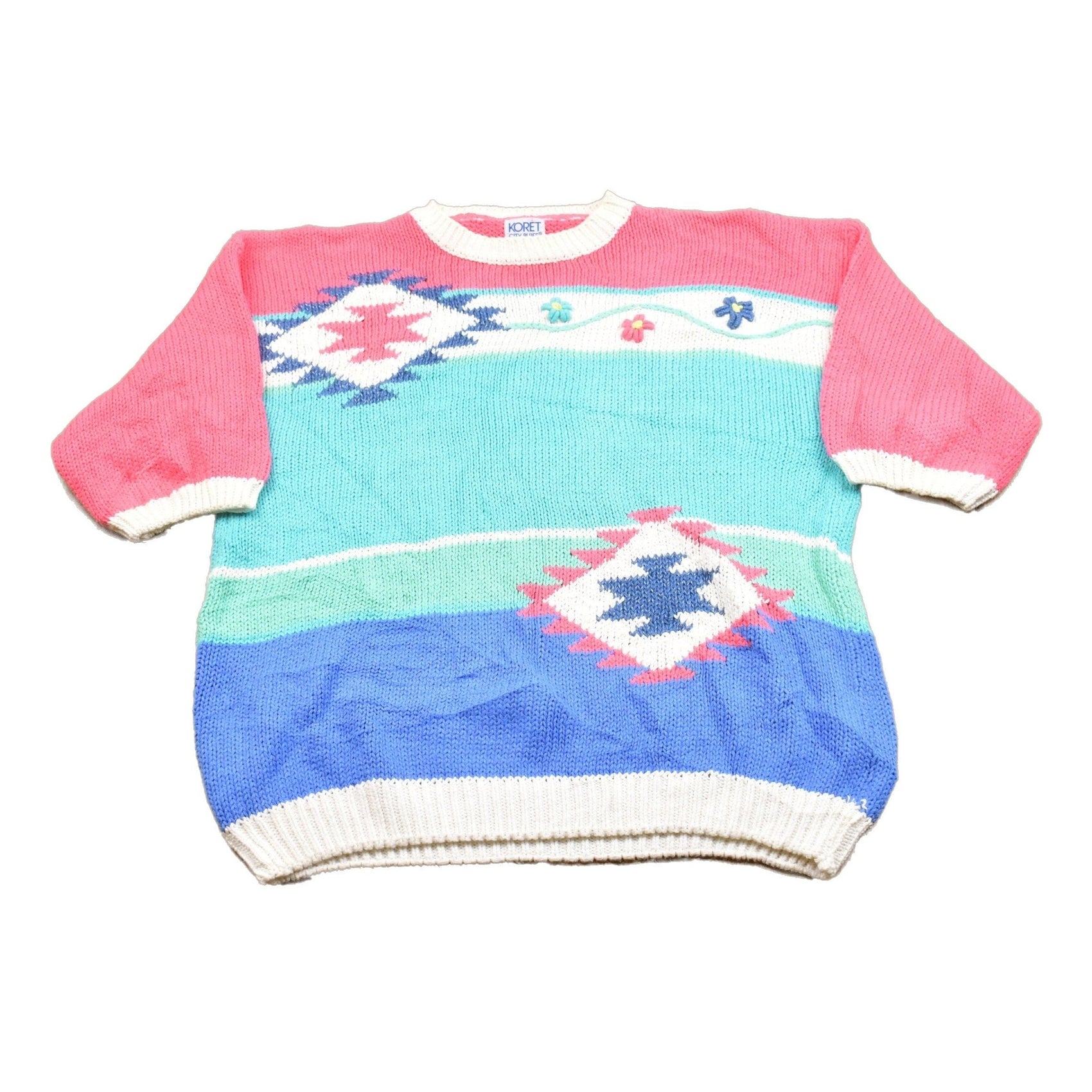 Other Clothing > Gender Neutral Adult Clothing > Hoodies & Sweatshirts > Sweatshirts Vintage Koret City Blues Knitted Short Sleeve Sweater Men's XL