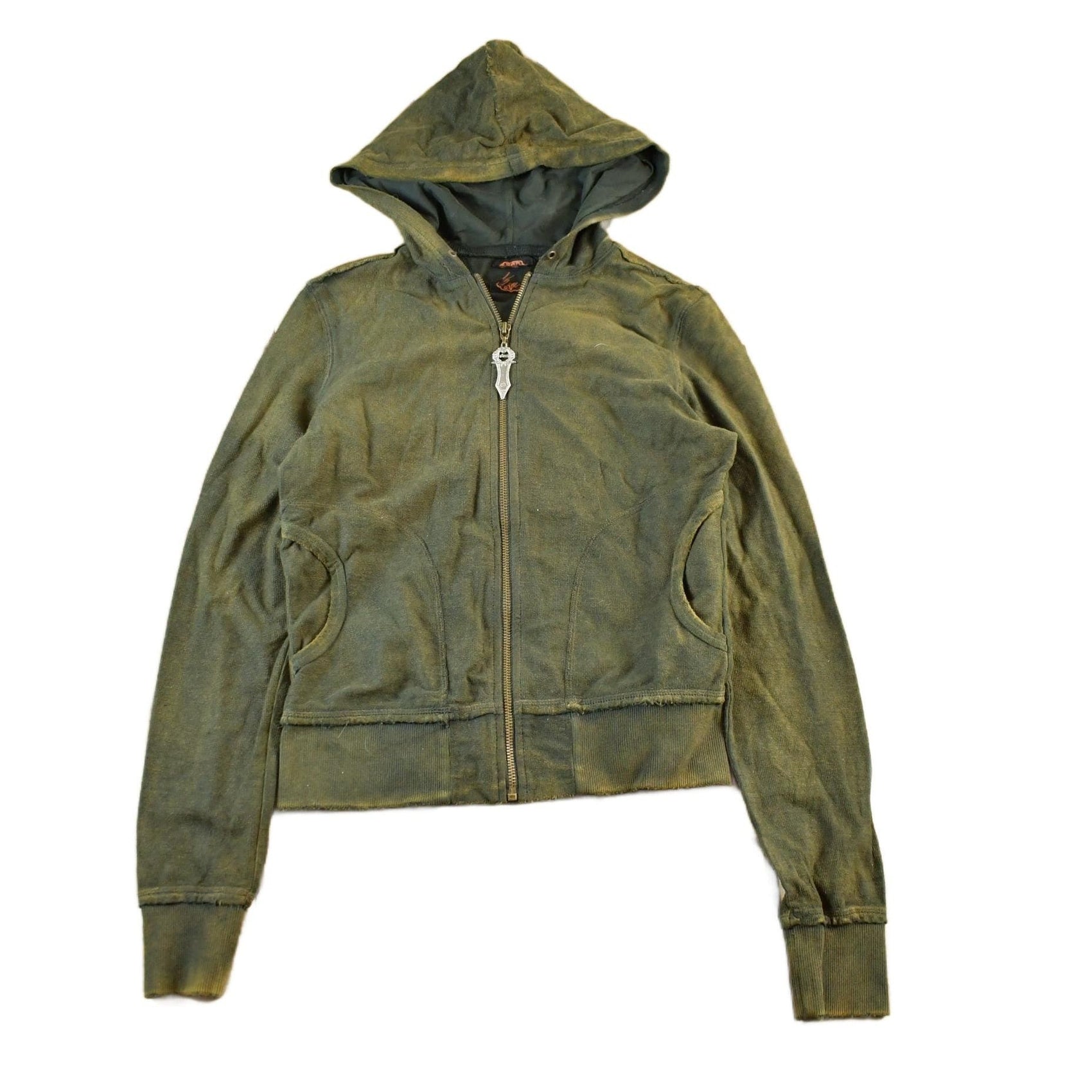 Other Clothing > Gender Neutral Adult Clothing > Hoodies & Sweatshirts > Sweatshirts Vintage Y2K Overdyed Full Zip Hoodie Women's Small