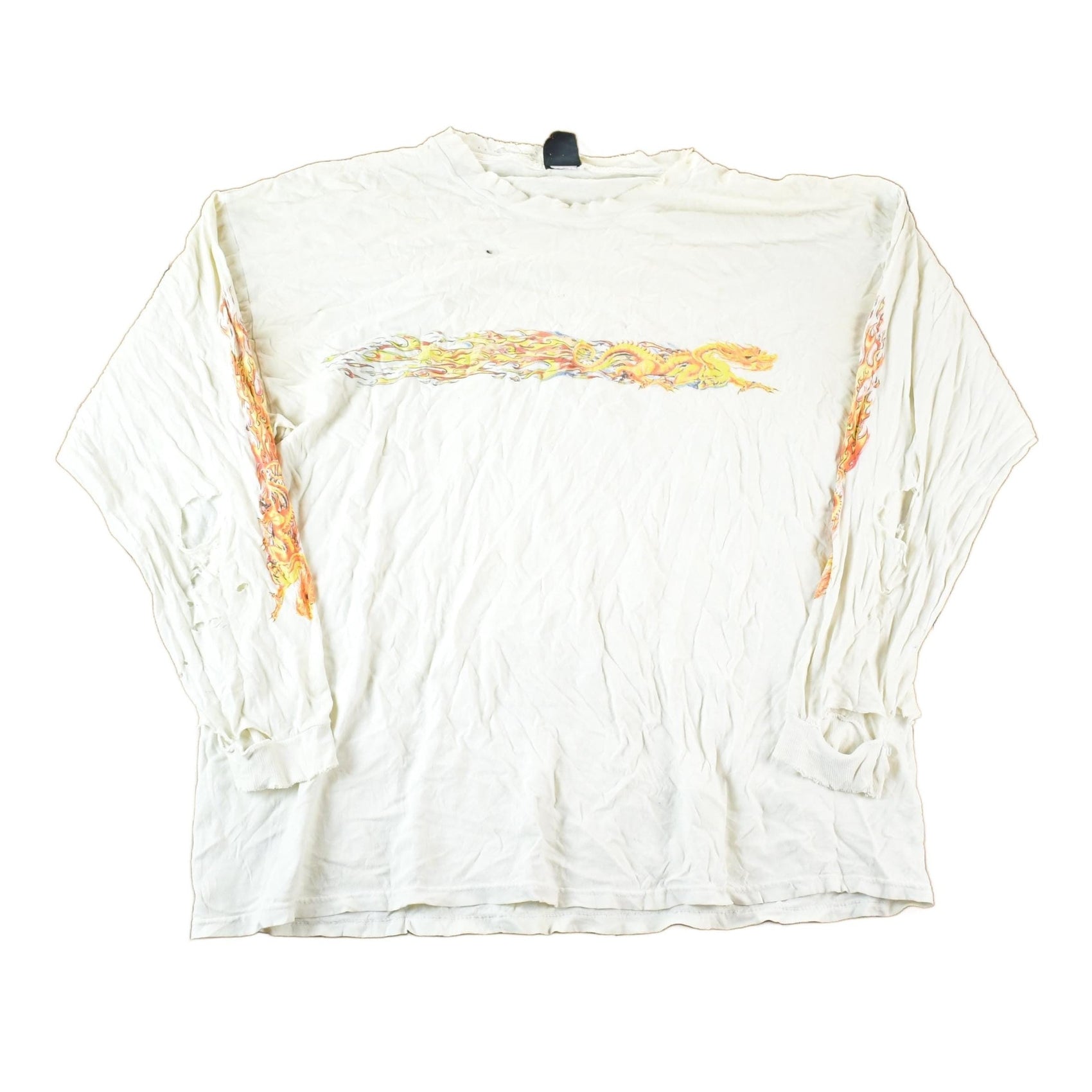 Other Clothing > Gender Neutral Adult Clothing > Hoodies & Sweatshirts > Sweatshirts Vintage Y2K Year Of The Dragon Super Thrashed Crewneck Sweatshirt Mens L